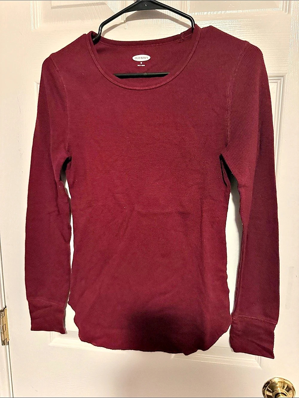 Old Navy Long-Sleeve Waffle Knit Thermal T-Shirt Burgundy Medium